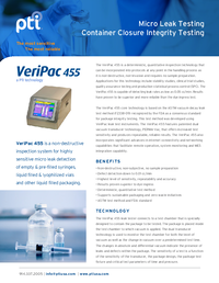 Thumbnail of document Data Sheet - VeriPac 455